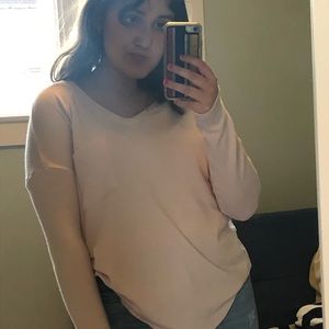 baby pink v neck calvin klein top